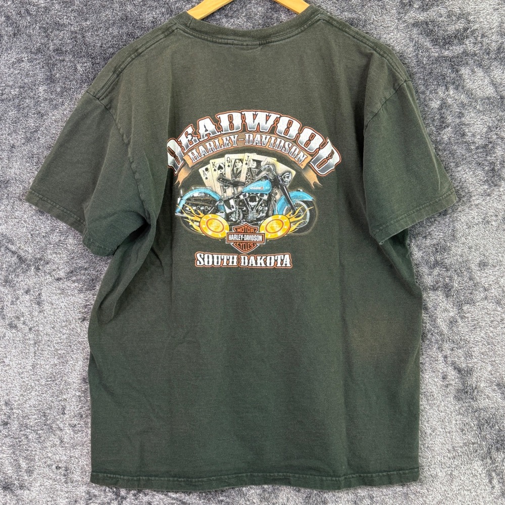 Harley-Davidson Mens Pocket T-Shirt Green‎ Large Deadwood South Dakota Sturgis